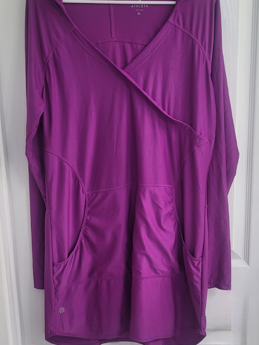 Athleta Wick-It Wader XL Purple Orchid Hooded Swim Cover Up UPF 50+